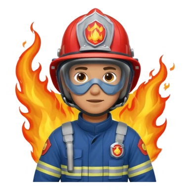 male firefighter on fire blue uniform sticker