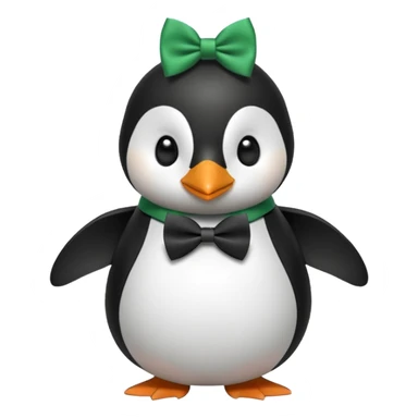 penguin with bow green tie  sticker