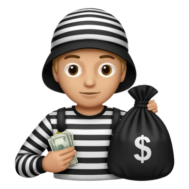 A emoji of a person wearing a robber outfit and a Money Bag sticker