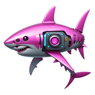 glitter mech shark pink cyberpunk sticker
