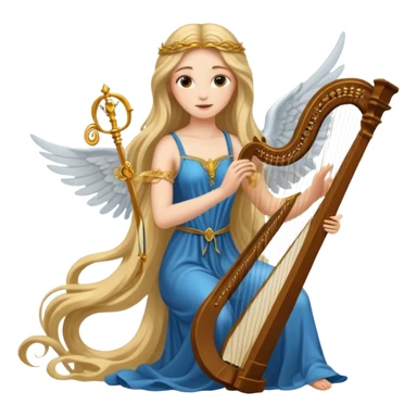 Muse of inspiration with wings and a harp in her hand sticker