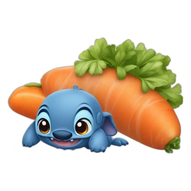 Stitch qui mange des carottes sticker