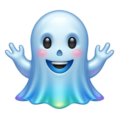 Holographic chrome happy cartoon ghost sticker