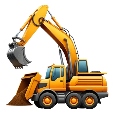 Excavator putting dirt in dump truck sticker