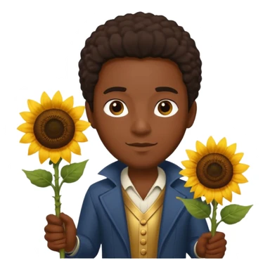black man god with sunflower, scepter sticker