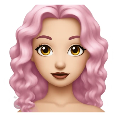 Femmme blanche aux yeux noir avec des cheveux noirs de longue taille , une bouche moyenne de couleur rose de lèvres , des yeux de sirène des sourcils noirs sticker