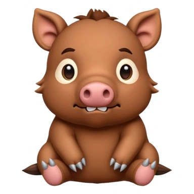 Chibi style stuffed animal boar. I has buttons for eyes and exaggerated stitching sticker