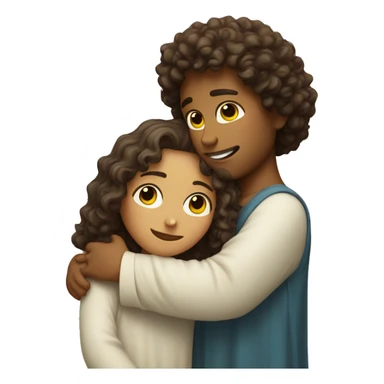 Curly haired girl hugging Jesus Christ  sticker