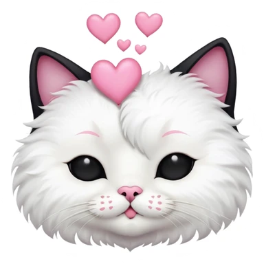 Big black cat face is kissing a small white cat face with hearts above sticker