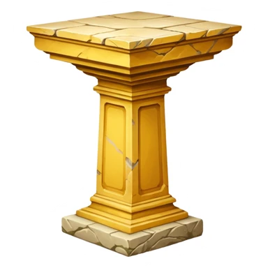 Greek yellowish old ish pedestal that’s not too long a bit short. Only 1 pedestal sticker