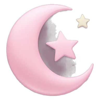 Light pink crescent with light pink moon and star  sticker
