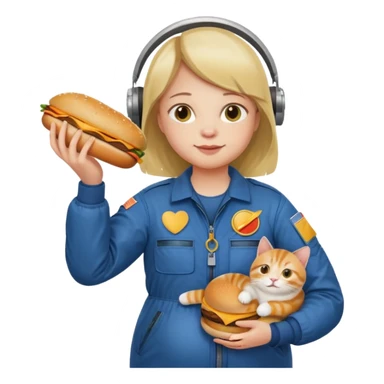 Pregnant person with downsyndrome flying on a cat while eating a cheese burger sticker