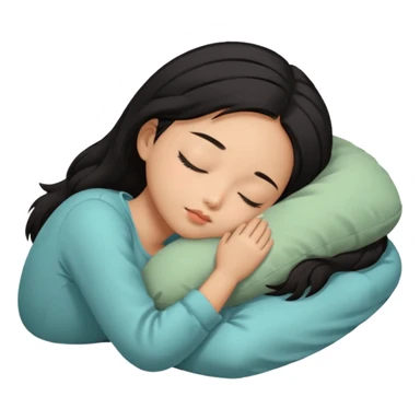 Black haired, tan-skinned Asian girl sleeping alone  sticker