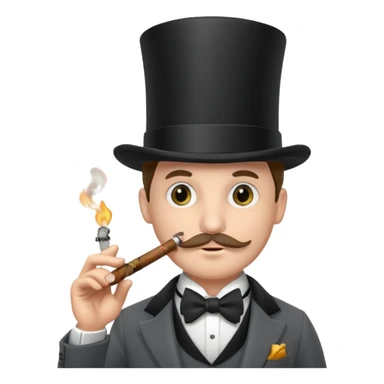a sophisticated gentleman with a top hat, monocle and cigar sticker