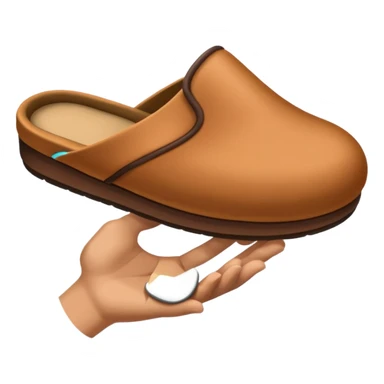 Hand holding a slipper sticker