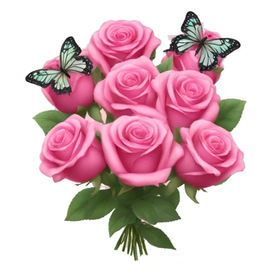 Pink Roses bouquet with butterflies sticker