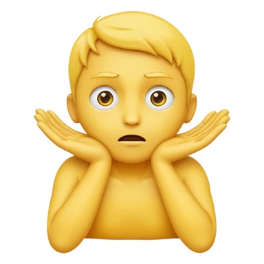 Yellow face emoji strangling itself with 2 arms crossed and hands saround neck and eyes looking up in fear sticker