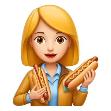 tourist woman holding hot dog sticker