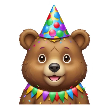 Partying bear cub with confetti  sticker