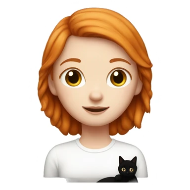 Ginger girl with black and white cat  sticker