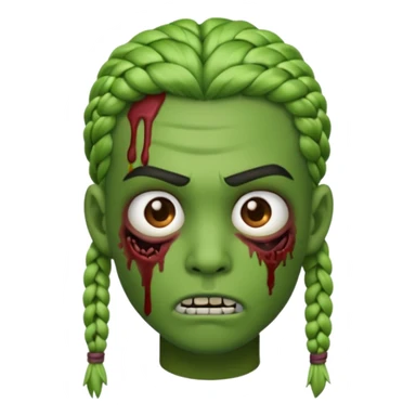 can you make an zombie emoji with braids and a eyebrow piercing on his right eyebrow and a diagonal eyebrow piercing on his left eyebrow sticker