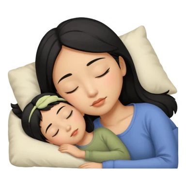 Black haired, olive-skinned Asian girl sleeping alone  sticker