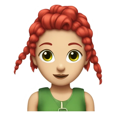 furry girl with two red ponytails and green eyes  sticker