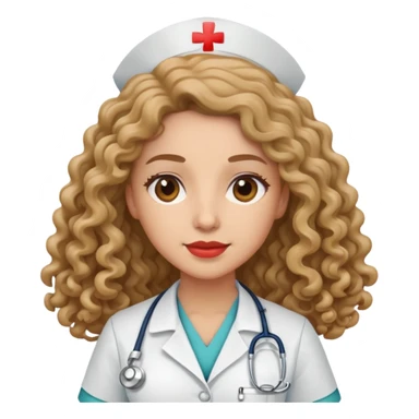 Enfermera con cabello rizado largo  sticker