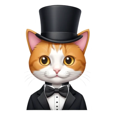Cat with a top hat and a tie sticker