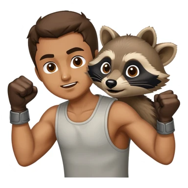 Man punching a raccoon  sticker