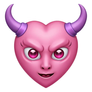 a plain pink heart with demon horns on it, no face sticker