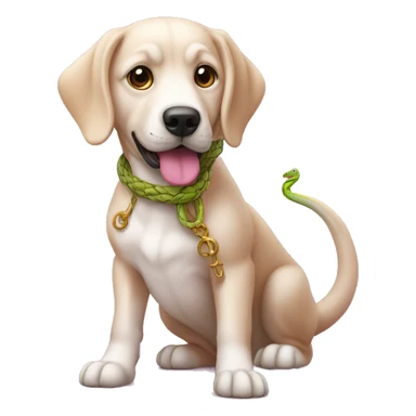 Un chien et un serpent rose joue sticker