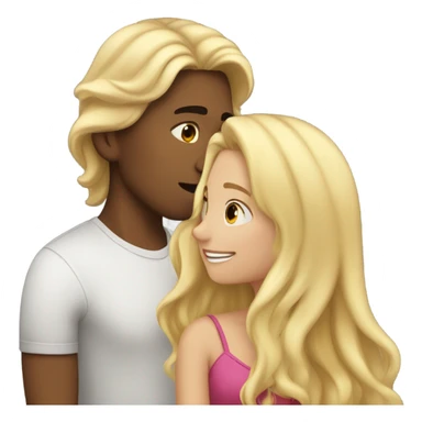 blonde long wavy hair girl and taller Latino boyfriend with dark hair kissing sticker