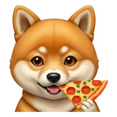 cute shiba inu eating pizza sticker