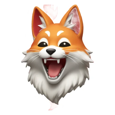Kitsune head, red and white, happy face sticker