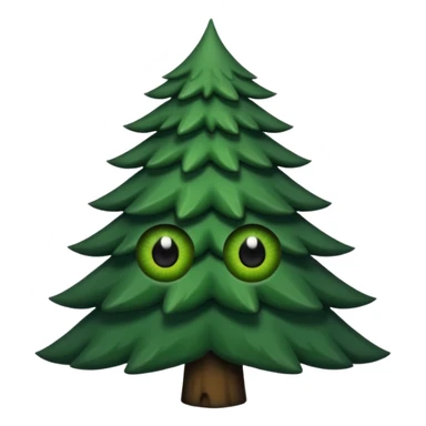 sapin avec deux gros yeux noirs, pas de bouche sticker