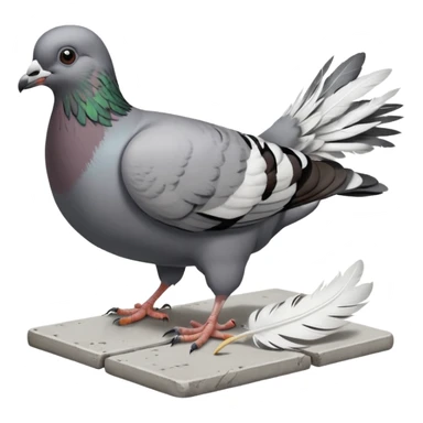 Pigeon eating scraps on a sidewalk sticker
