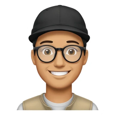 Man with black glasses  in black cap smiling outdoors sticker
