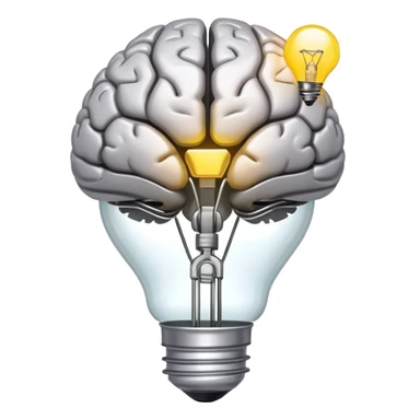 brain with lightbulb, brainstorming app logo sticker