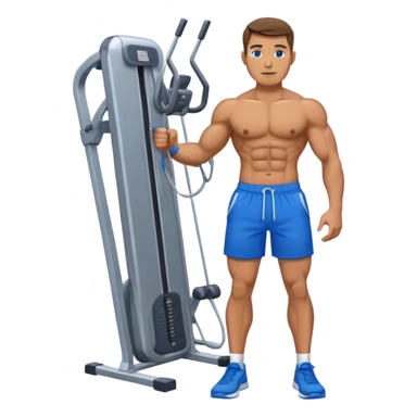 fit man with blue shorts using cable-machine sticker