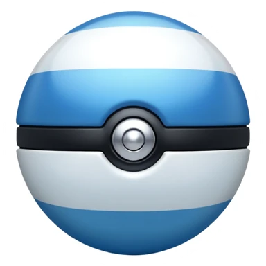 blue pokeball emoji, top half is a more saturated blue, bottom half is white, black stripe, with a white sheen, with a pearlescent finish, with a fur effect sticker