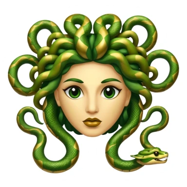 The Sicilian Medusa in gold and green and make the snake hair have snake faces  sticker