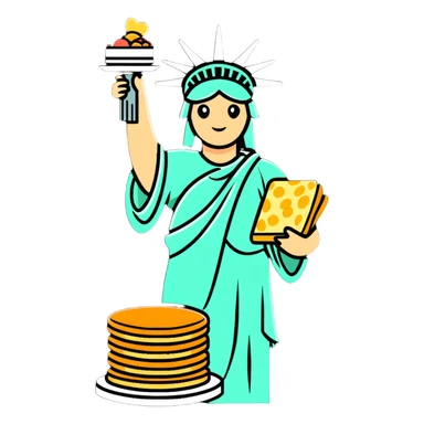 Statue of Liberty holding a stack of pancakes sticker
