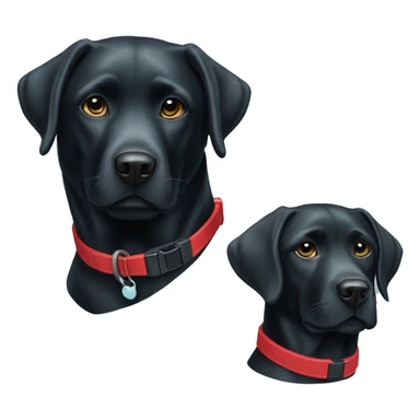 black-coloured labrador on the left with red collar, black-coloured labrador on the right with light blue collar. sticker