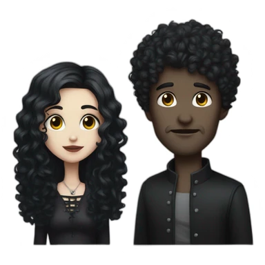 goth girl and tall curly dark-haired man sticker