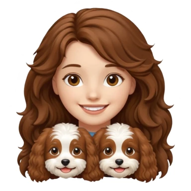 Make a girl wt long brown hair and a dog cavapoo sticker