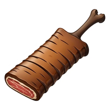 a single smoked beef rib thinner with the bone and seasoning  sticker