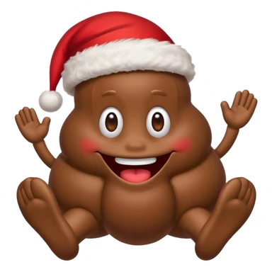 poop with arms and legs and a santa hat sticker