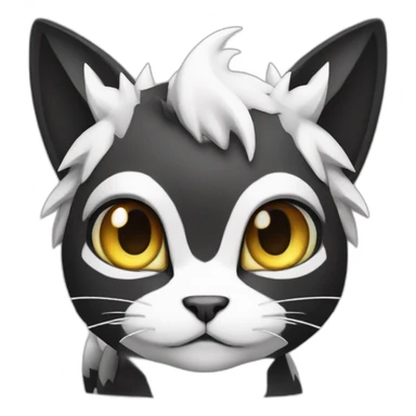 Sitting-Black-and-White-cat-dragon-type-pokemon sticker
