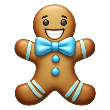 Happy gingerbread man with light blue bow sticker